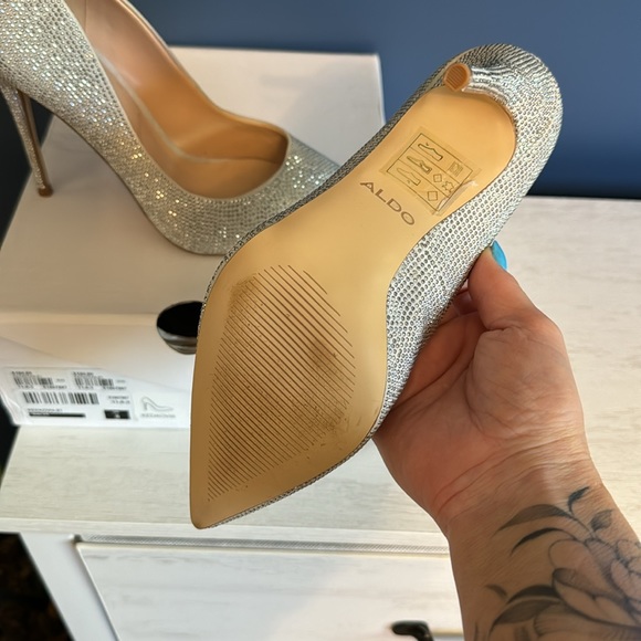 Aldo Kedaovia silver sparkle heels - Picture 3 of 7